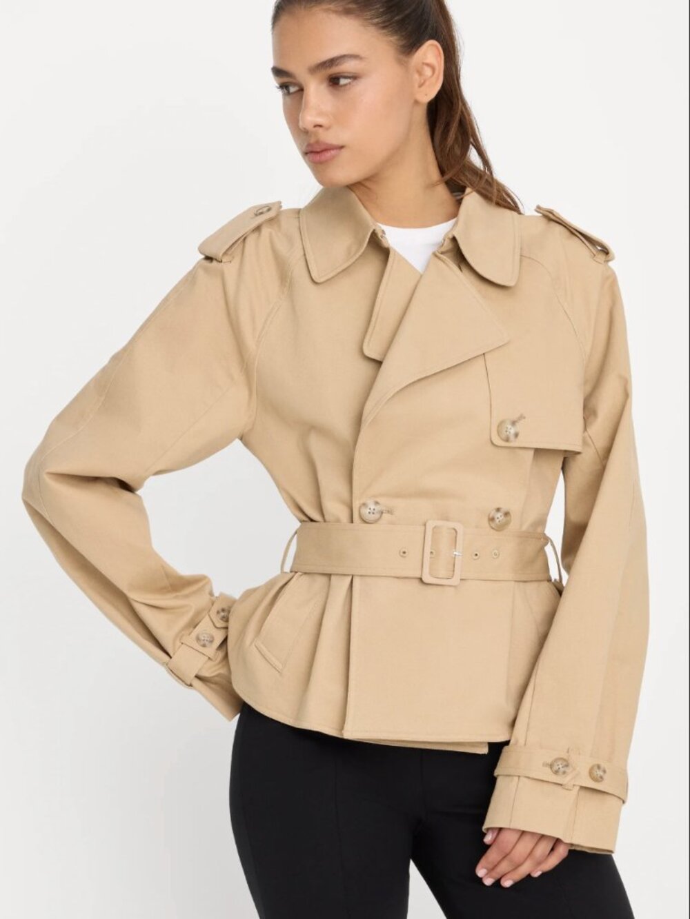 NWT Good American Cropped Trench Jacket